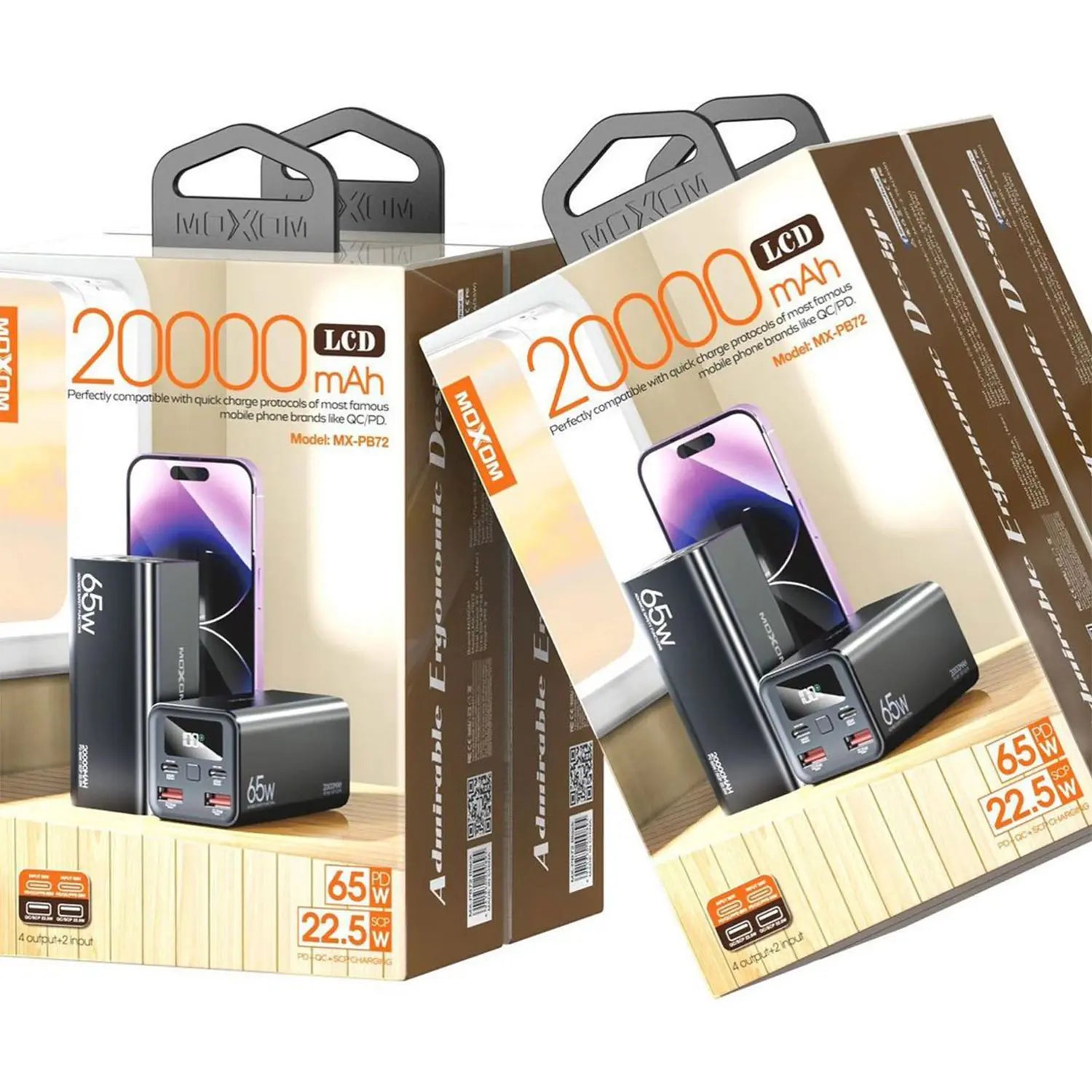 Power Bank Moxom 20.000 mAh Carga Ultra Rápida de 65W