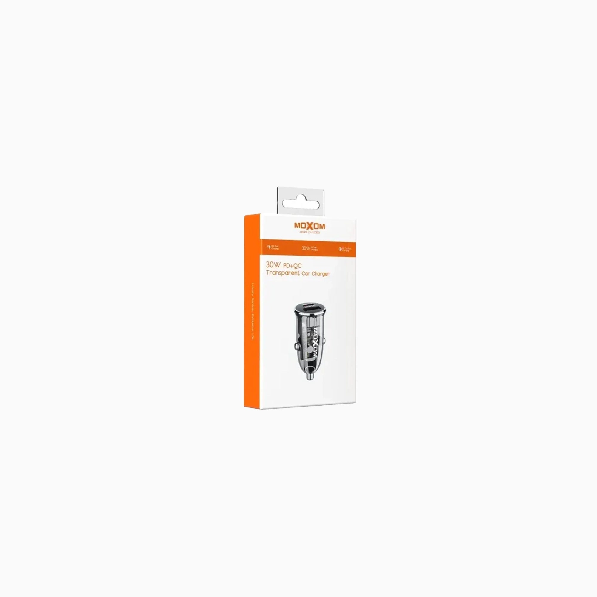 Cargador Rápido para Auto 30W Moxom CrystalCharge